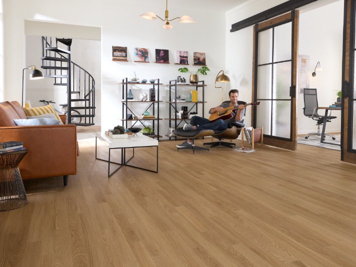 Pergo flooring in a stylish living space