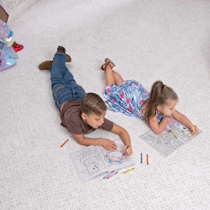 Children painting on a durable Smartstrand carpet floor